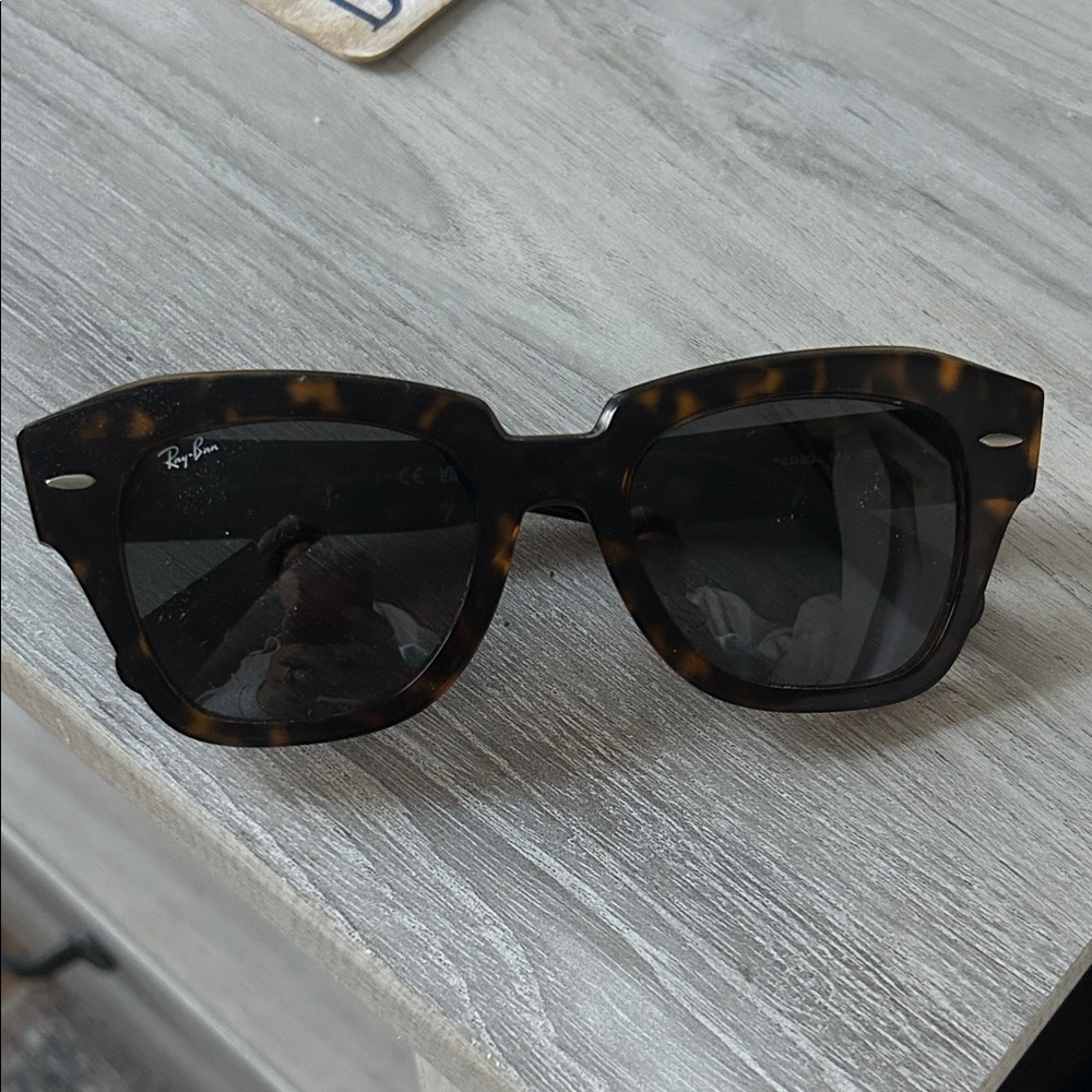 Ray-Ban Tortoiseshell Frame Sunglasses with Dark Lenses
